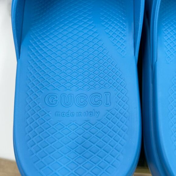 Men's Gucci interlocking G rubber Pool slides size 8, made in Italy - Picture 6 of 9
